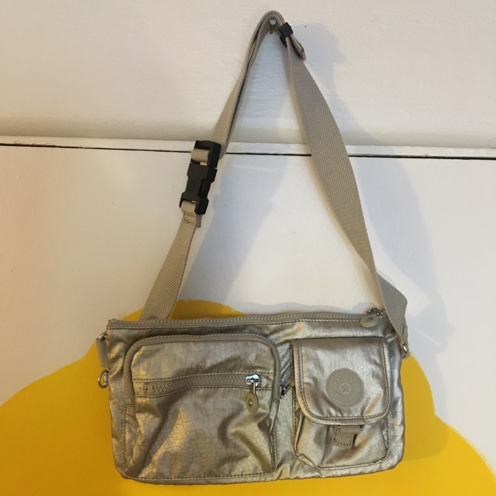 Kipling Metallic Silver Nylon Snake Waist Bag